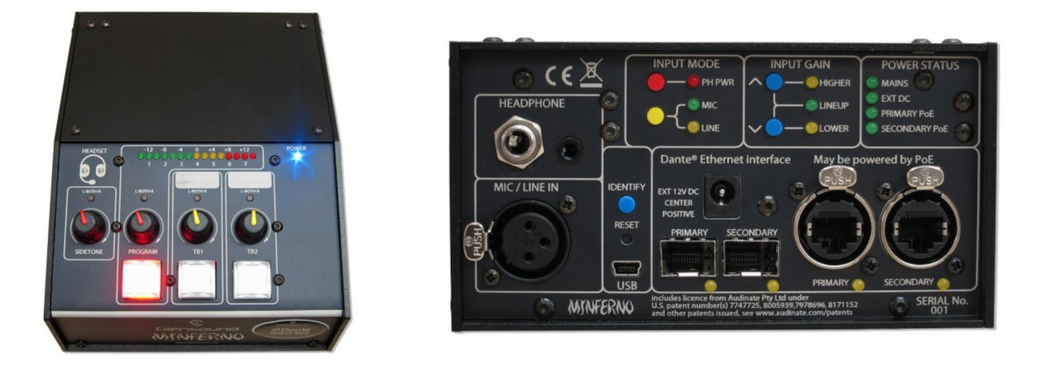 MinFerno/2 Single Commentator's Box For Dante Audio Networks
