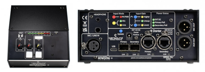 MinFerno/1+ Single Commentator's Box For Dante Audio Networks Plus Analogue Mic Output